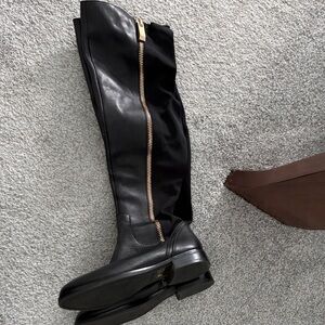 Aldo Black Over the Knee Boots with Gold Accent